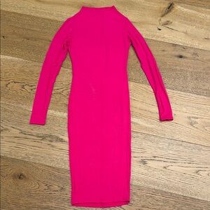 Naked Wardrobe Pink Long Sleeve Bodycon Dress